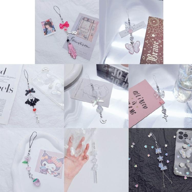 Y2K Phone Chain Cool Girl Sweet Pendant Strap with Star/Bowknot/Butterfly Charm