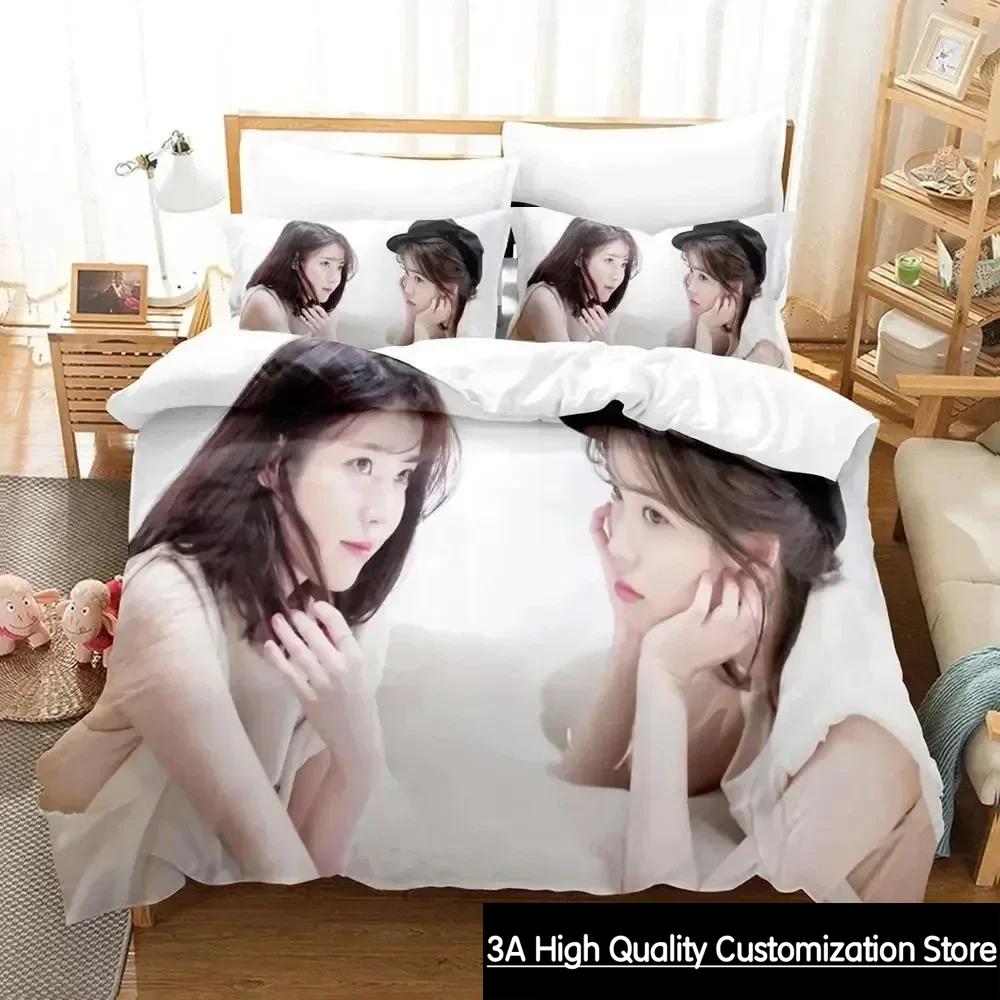 3D Print Singer Iu I Ji Eun Bedding Set Duvet Cover Bed Set Quilt Cover Pillowcase Comforter King Queen Size Boys Adult Bedding