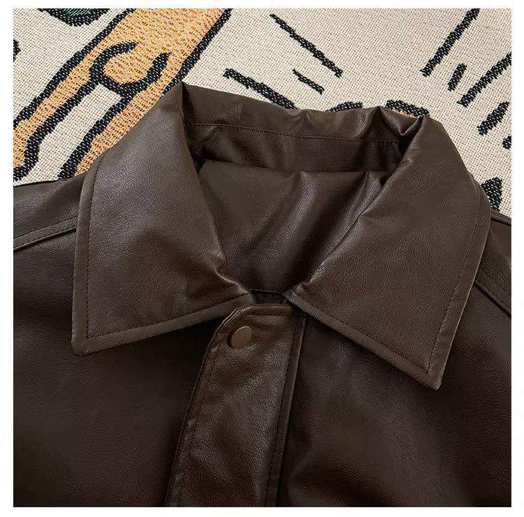Unisex Retro PU Leather Motorcycle Jacket: Padded, Thick, Versatile & Stylish with Lapels