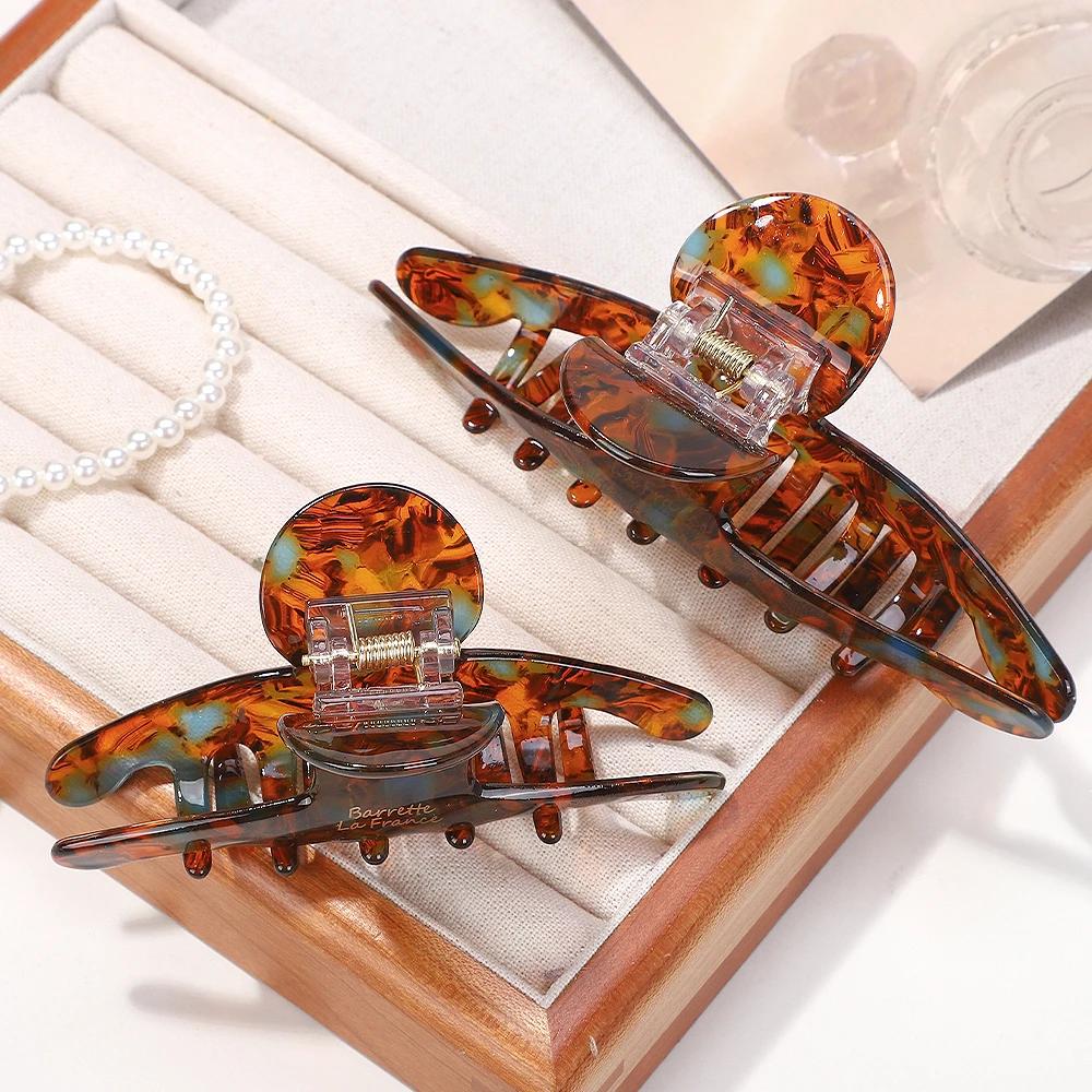 RAINBOW BOWS Women Acetate Leopard Hair Claw Hair Claws Chic Barrettes Crab Hairpins Styling Clips Girls Headwear Hair Accessory