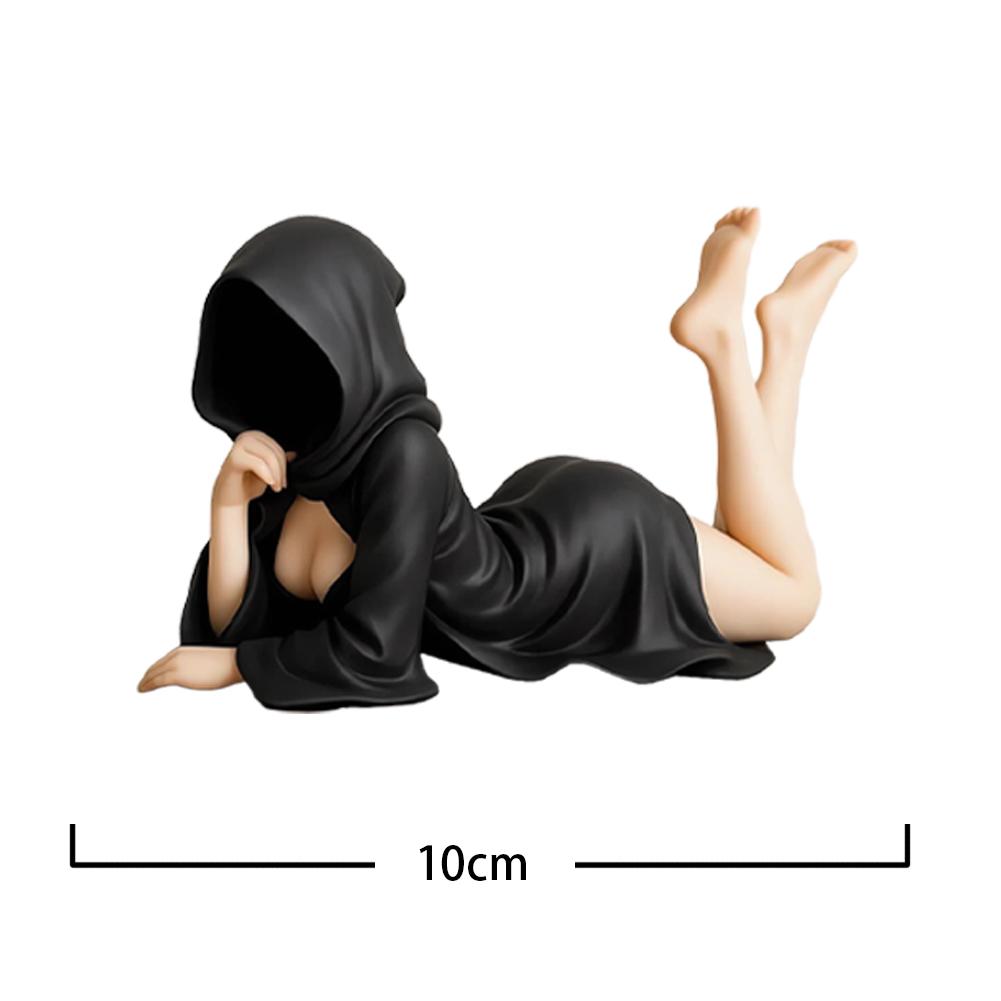 Illustration Girl Anime figure Gothic Black Robed Girl figure Mysterious Statue Queen Figurine Ornament Ghost Sculpture Boy gift
