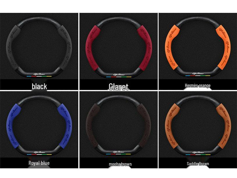 Carbon Fiber & Alcantara Leather Steering Wheel Cover for Alfa Romeo Stelvio, Stanway, Giulia, Juliet