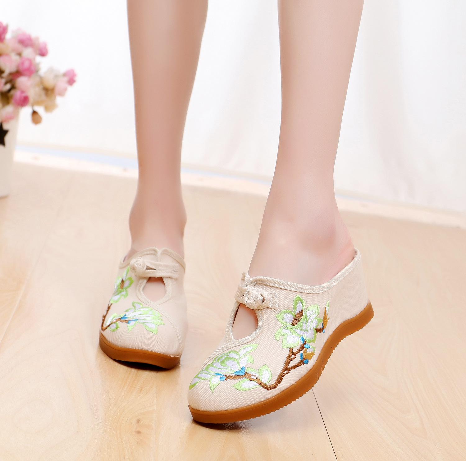 

Вышитые льняные тапочки на танкетке в стиле ретро с ароматерапией Size 40