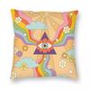 Retro Hippie Boho Rainbow Square Pillowcase Polyester Linen Velvet Creative Zip Decor Throw Pillow Case Sofa Seater Cushion 18"
