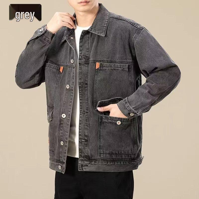 Men's 2026 Trendy Japanese Denim Jacket: Versatile, Loose-Fit, Multi-Pocket Workwear for Spring and Autumn