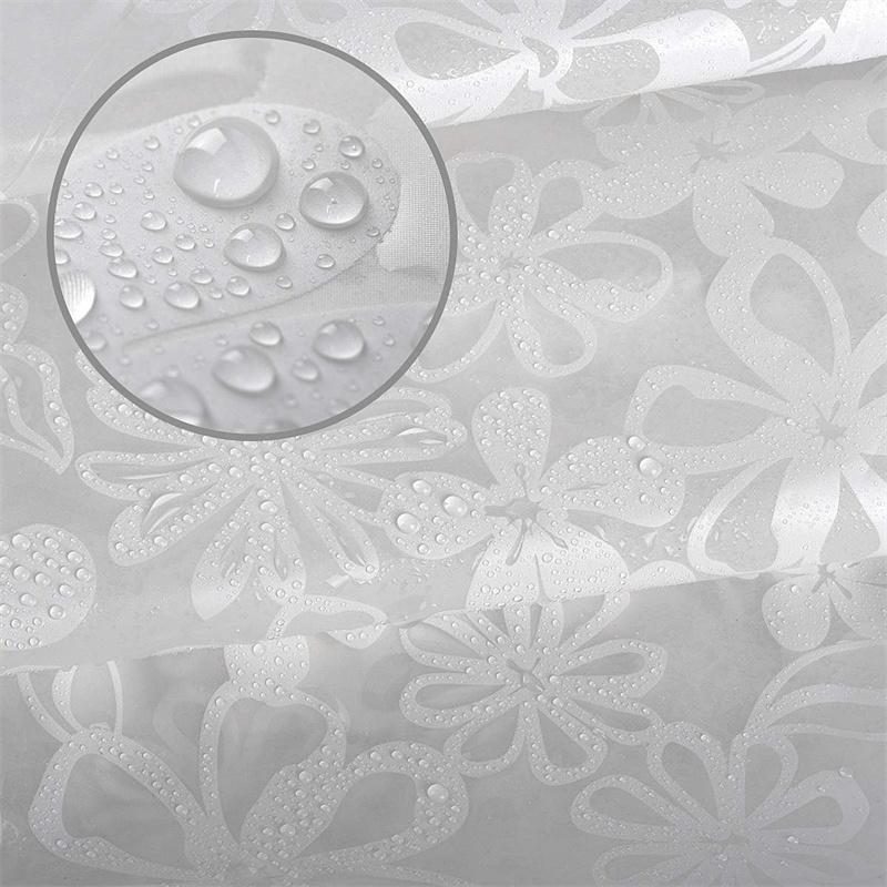 Shower Curtain, Transparent PEVA, Waterproof, Semi-Transparent Clear, Anti-Mold PVC-Free, Washable With 12 Rings