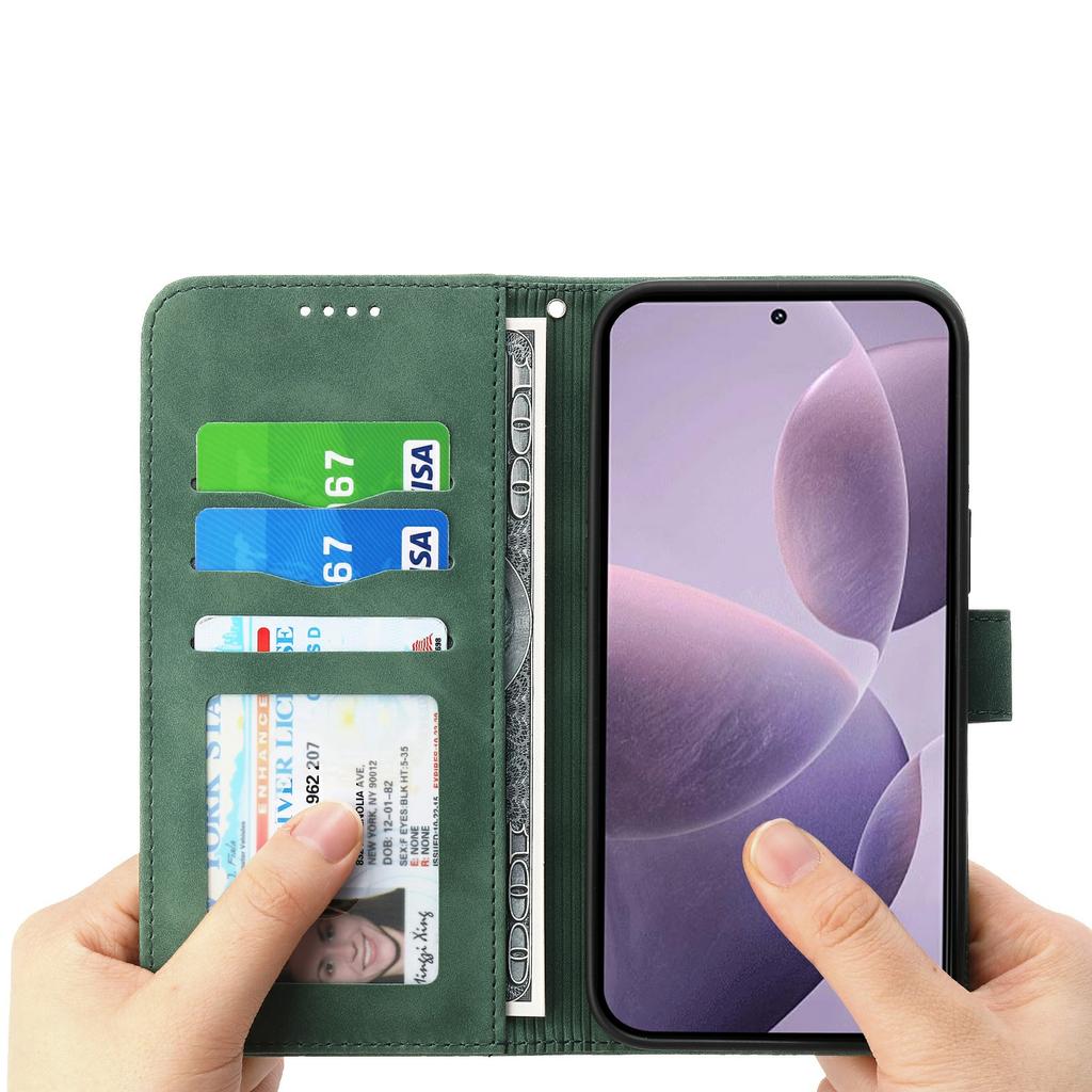 DIERFENG DF-03 For Xiaomi Redmi K80 5G/Poco F7 Pro 5G Case Lines Imprint Wallet Leather Phone Cover