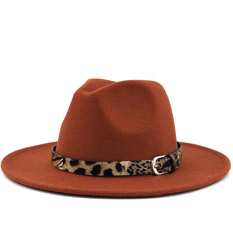 Frauen Männer Wolle Fedora Hut Mit Leder Band Gentleman Elegante Dame Winter Herbst Breite Krempe Jazz Kirche Panama Sombrero Kappe