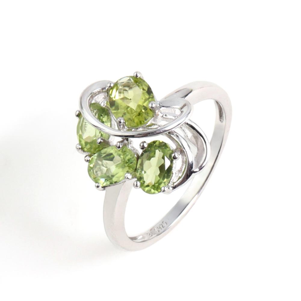 925 sterling silver silk ribbon design ring Natural green Peridot gemstones jewelry for women wedding and banquet gift