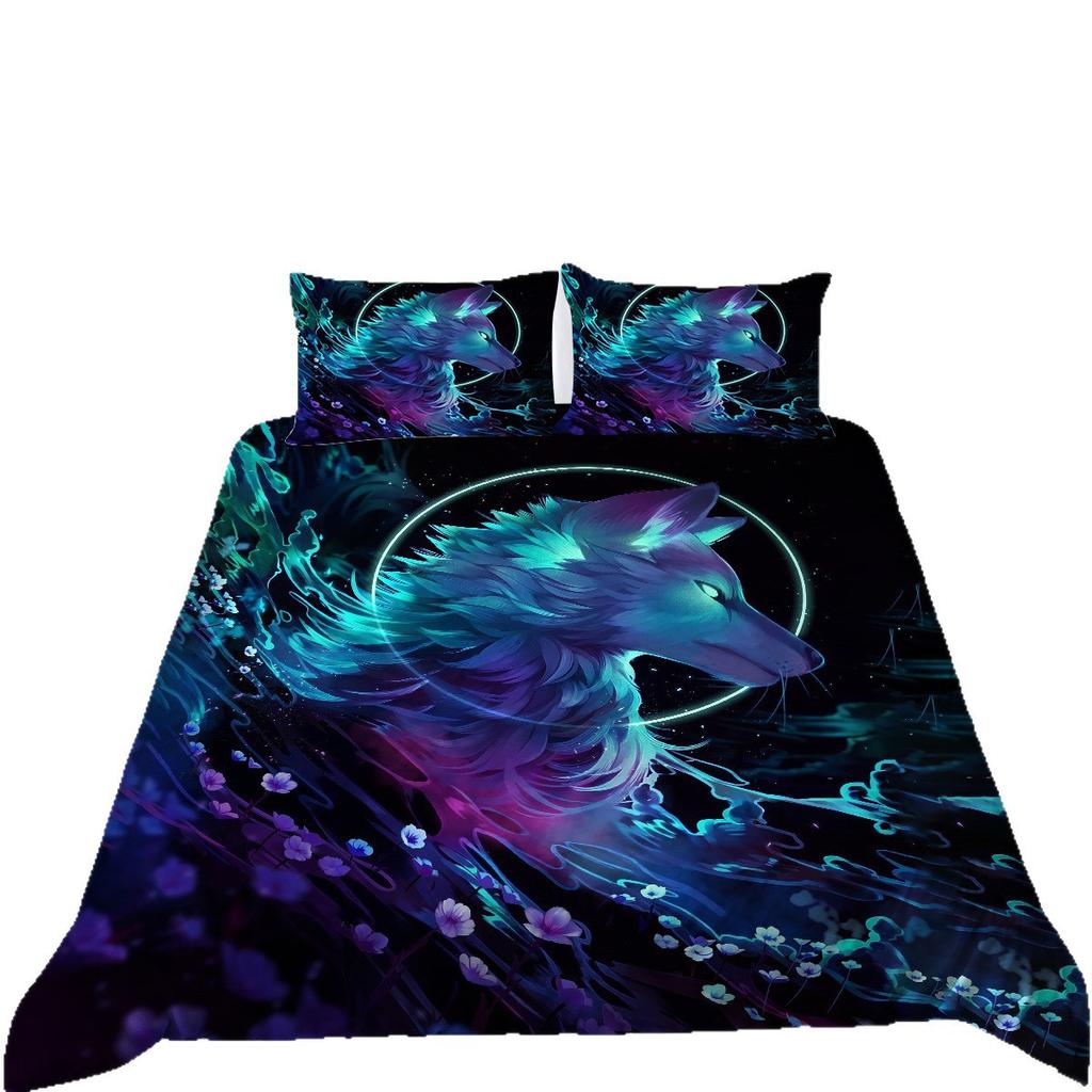 Wolf Series Digital Printed Duvet Cover Pillowcase Two-Three-Piece Polyester Fashion