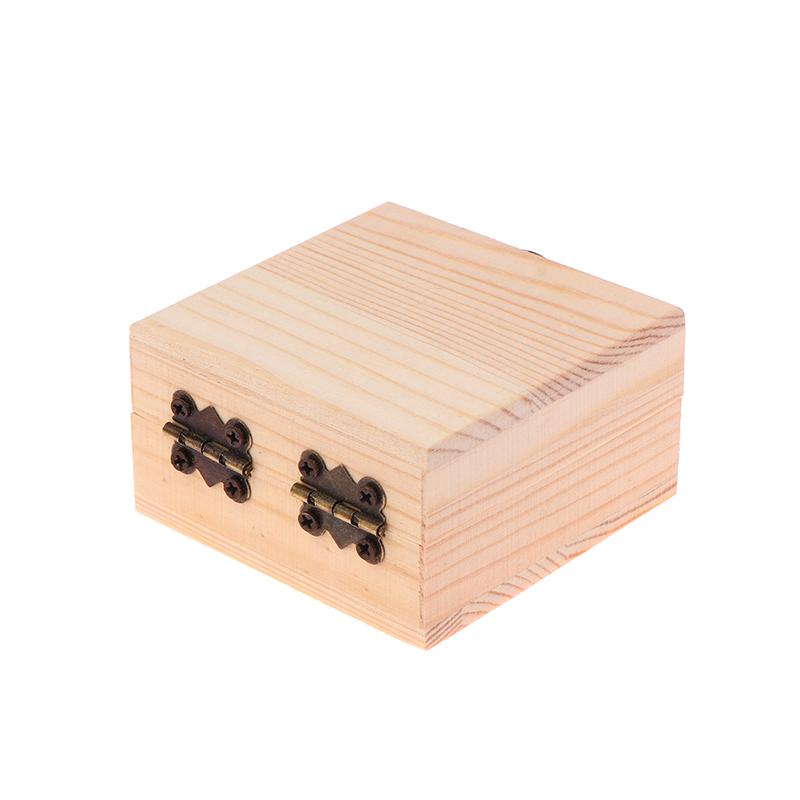 Unfinished Log Color Wooden Watch Box Diy Pine Wood Treasure Chest With Locking Clasp Hinged Lid Jewelry Storage Box