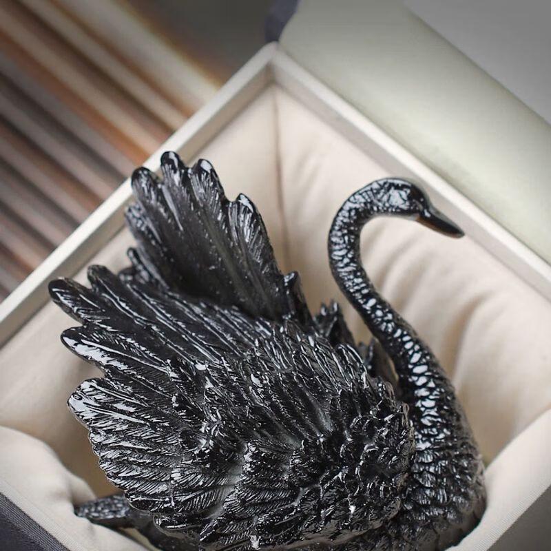 Figurină Swan din Rășină, Schimbătoare de Culoare, Animal de Companie pentru Ceai