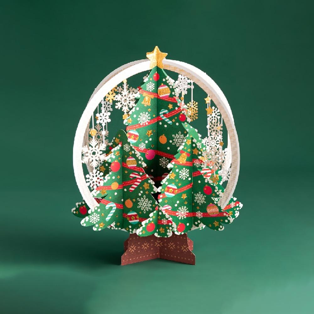 Pop-Up Christmas Greeting Cards Hot Stamped Thank You Letter Creative New Year Cards  Friend