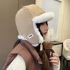 Retro Thickened Ear Protective Hat Windproof Plush Cycling Hat Korean Style Big Head Circumference Women Hat Ladies