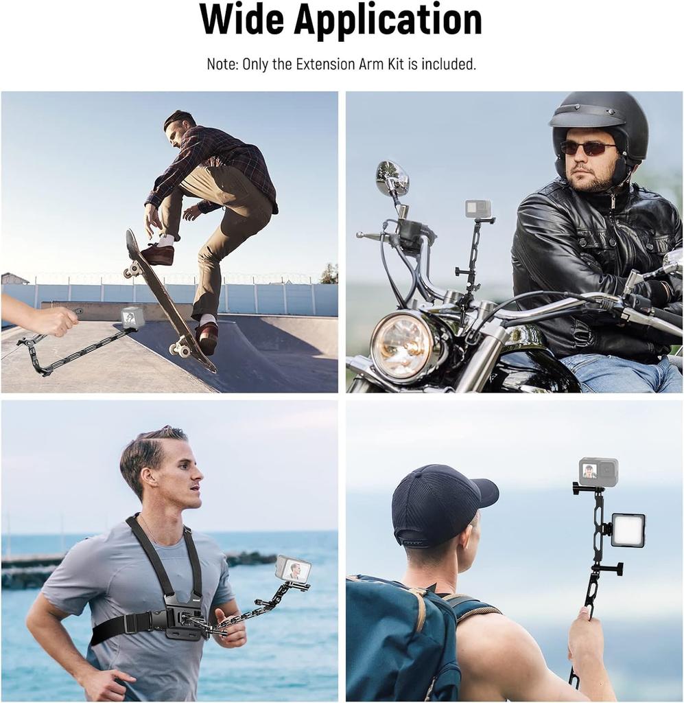 NEEWER Extension Arm Helmet Mount for Action Aluminum Alloy Set of Includes Three Thumb Screws and Screw Compatible with Osmo Action and Cameras,