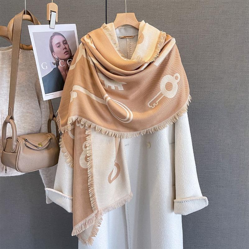 Autumn New Women's Imitation Cashmere Scarf Fashion Jacquard Design High Sense Versatile Age-reducing Warm Scarf