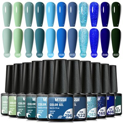MTSSII 6ml Gel Unha Polonês Azul Brilhante Verde Semi Permanente Gellack Nail Art Manicure Glitter Soak Off UV LED DIY Unha Gel 1 Frasco