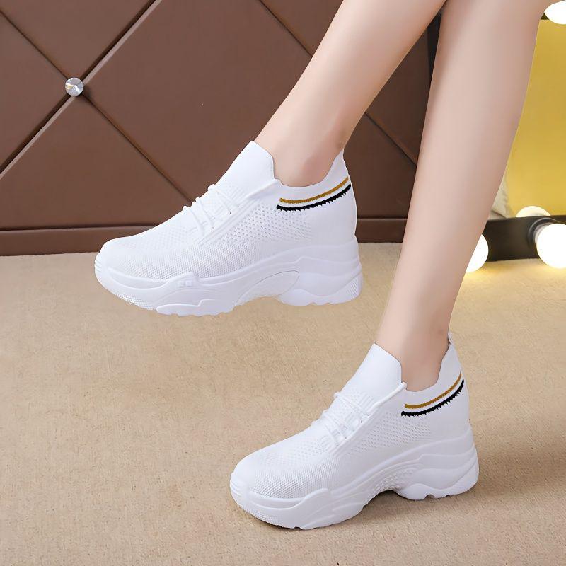 Fashion Woman Footwear Lace Up High on Platform Mesh Breathable Shoes for Women Whit Light Designer Luxury Trends 2025 39 New Arrival In