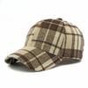 Unisex Plaid Baseball Cap Retro Tartan Checked Structured Hard Top Peaked Cap Warm Autumn Winter Outdoor Sunshade Hat
