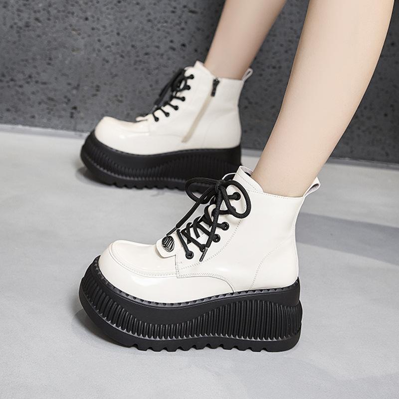 Thick-soled Martin Boots Women's 2025 Autumn and Winter New Versatile Muffin Inner Height Increase Women's Shoes Small British Style Short Boots