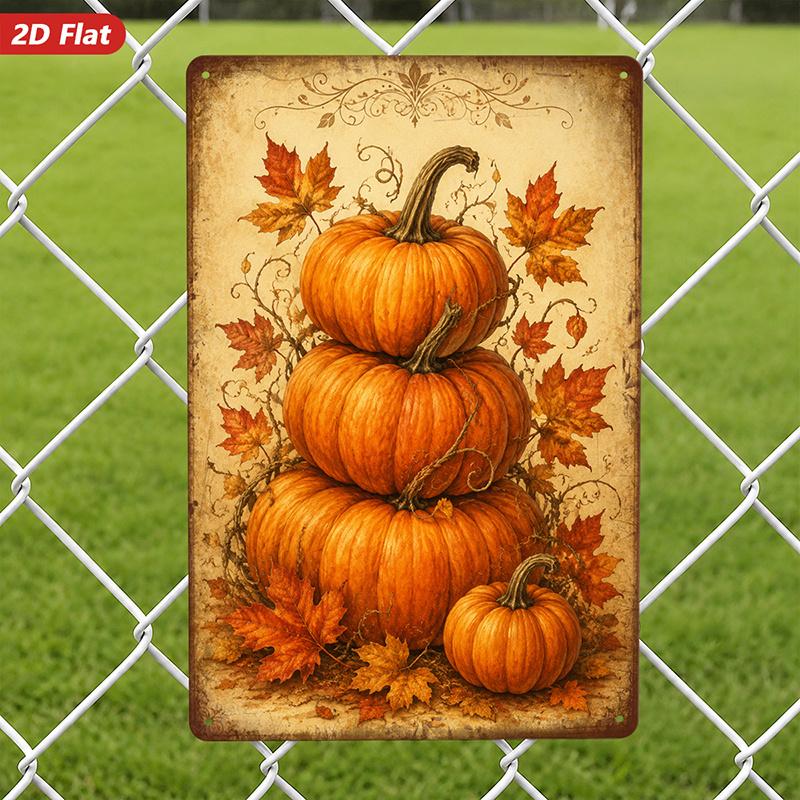 Pumpkin Stack Fall Harvest Metal Sign 8x12 Inch