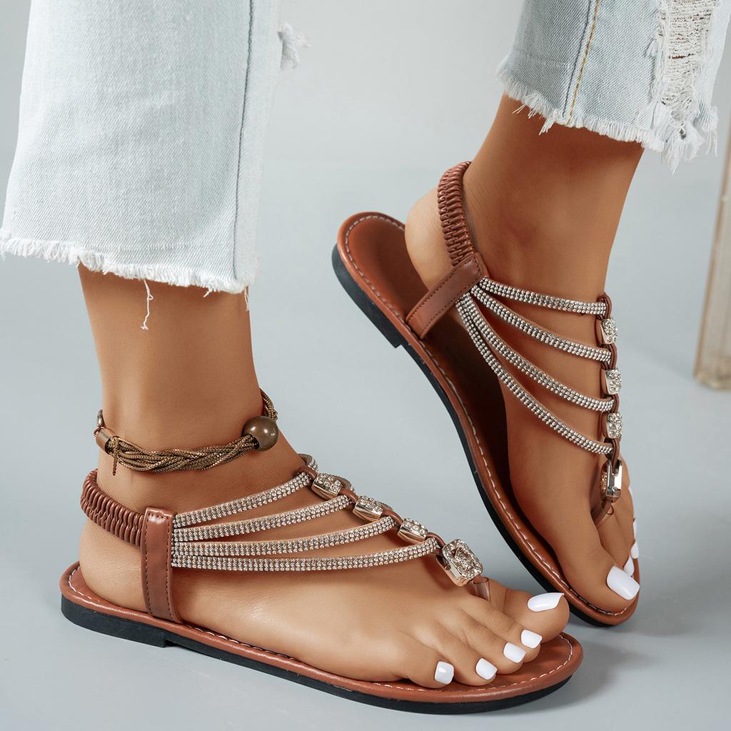 Bohemian Style Women's Sandals, New Trendy Vintage Casual Outdoor Sandals, Beaded Beach Flat Sandals