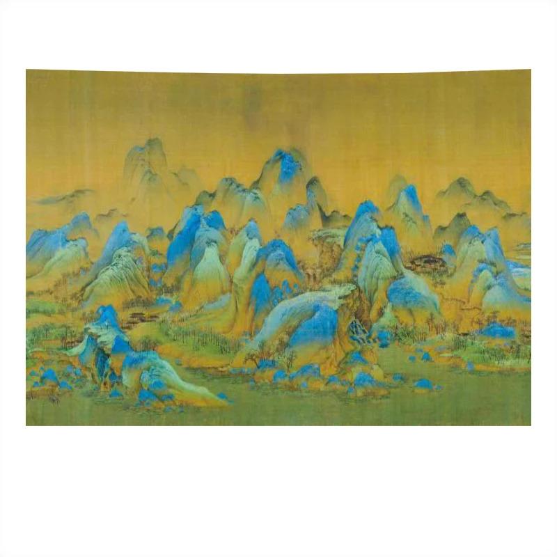 VIKAMA Classical Landscape Pavilion Tapestry Ancient Style Wonderland National Style Zen Art Style Living Room Room Decoration