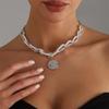 Celestials Inspired Layer Chain Necklace With Crystals Accent Imitation Pearls Clasp Adjustable Length