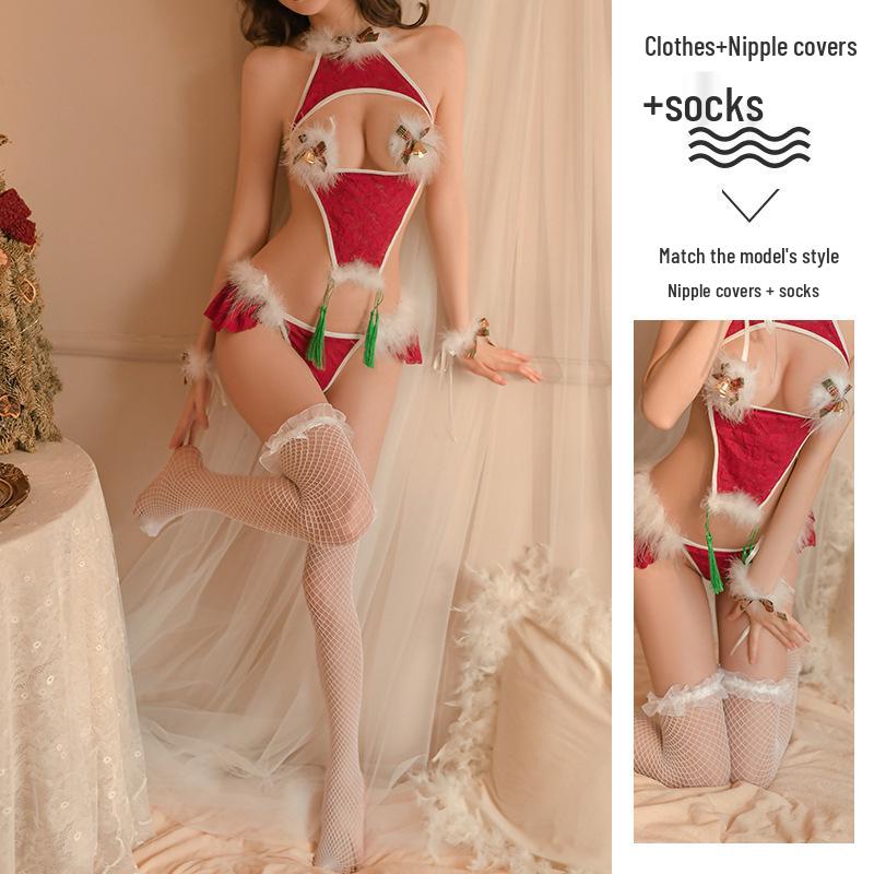 Chinese Style Fluffy Christmas Cosplay Lingerie Set
