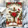 1pc 30x45cm Christmas Garden Flag Sacred Jesus Cross 3D Print New Year Christmas Yard Outside Decoration No Flag Pole 12X18 Inch