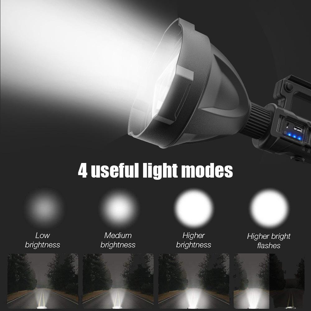 Super Bright LED Searchlight USB Rechargeable Flashlight Outdoor Handheld LED Spotlight Floodlight Torch Lamp Work Light Tripod