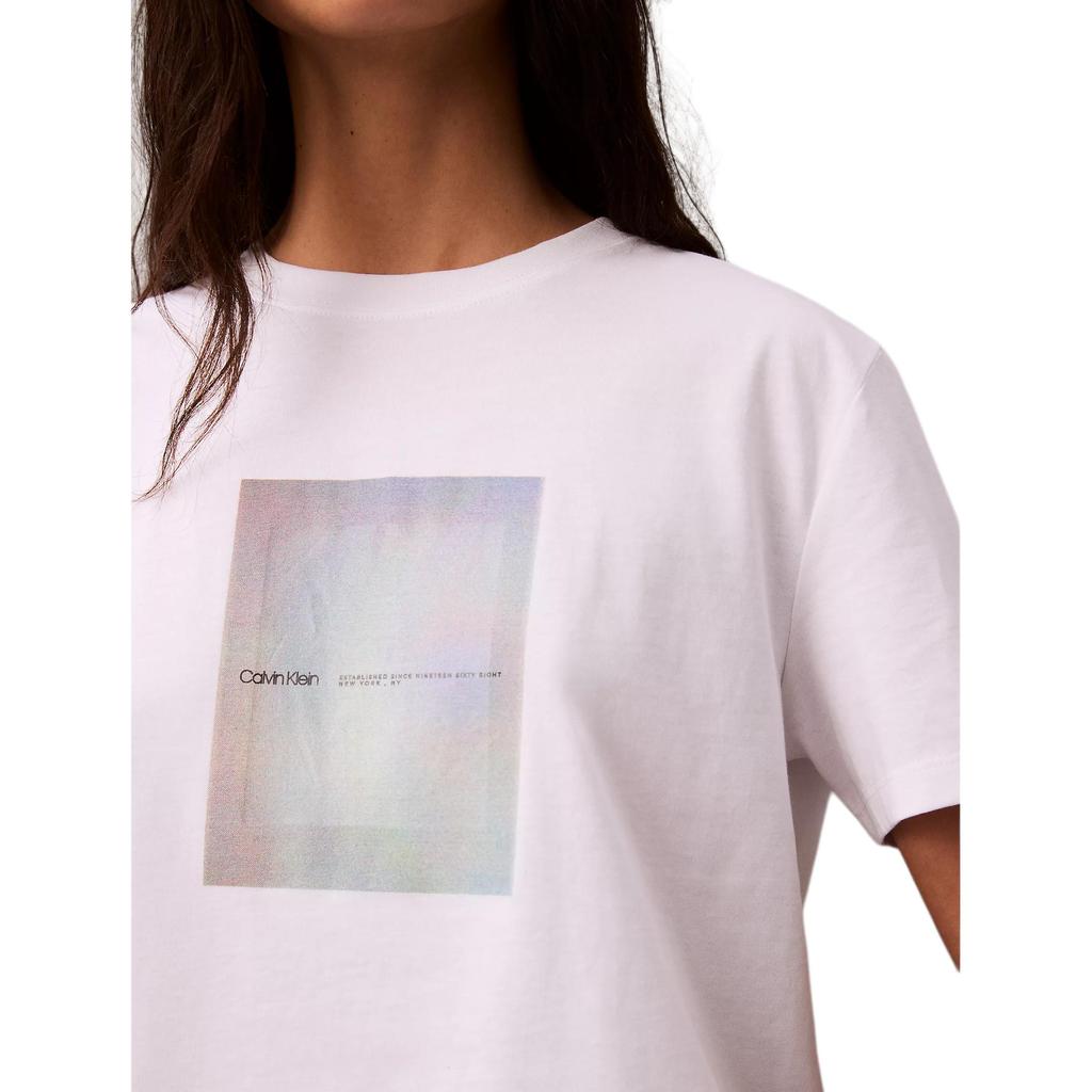 Calvin Klein Comfortable Soft Breathable Round Neck Short Sleeve T-Shirt Women tops Bright-White 47B821G-110