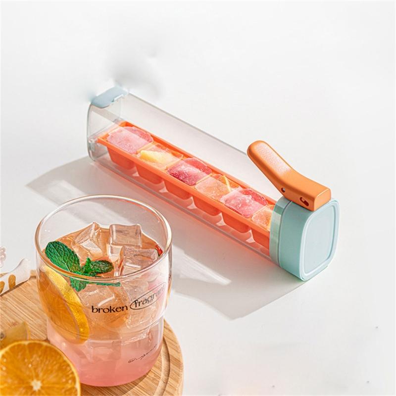 Easy Demould Ice Maker with Handle Single Hand Press Ice Cube Tray Convenient Ice Tray for Chilling Beverages