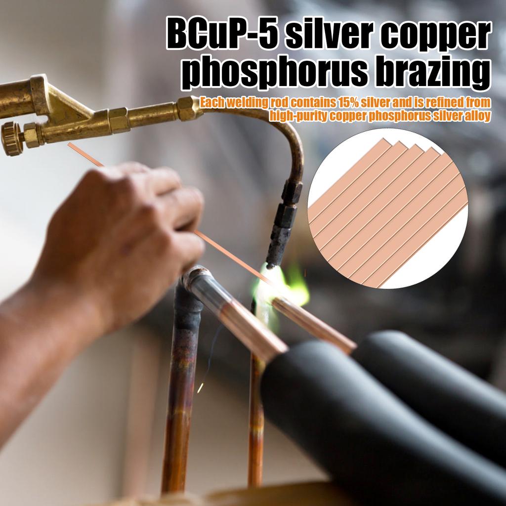20/50 Stück Silber-Phosphor-Kupfer-Lötdraht Flache Schweißstange BCuP-5 Lötdraht Flache Schweißstange für Kupferreparaturwerkzeuge