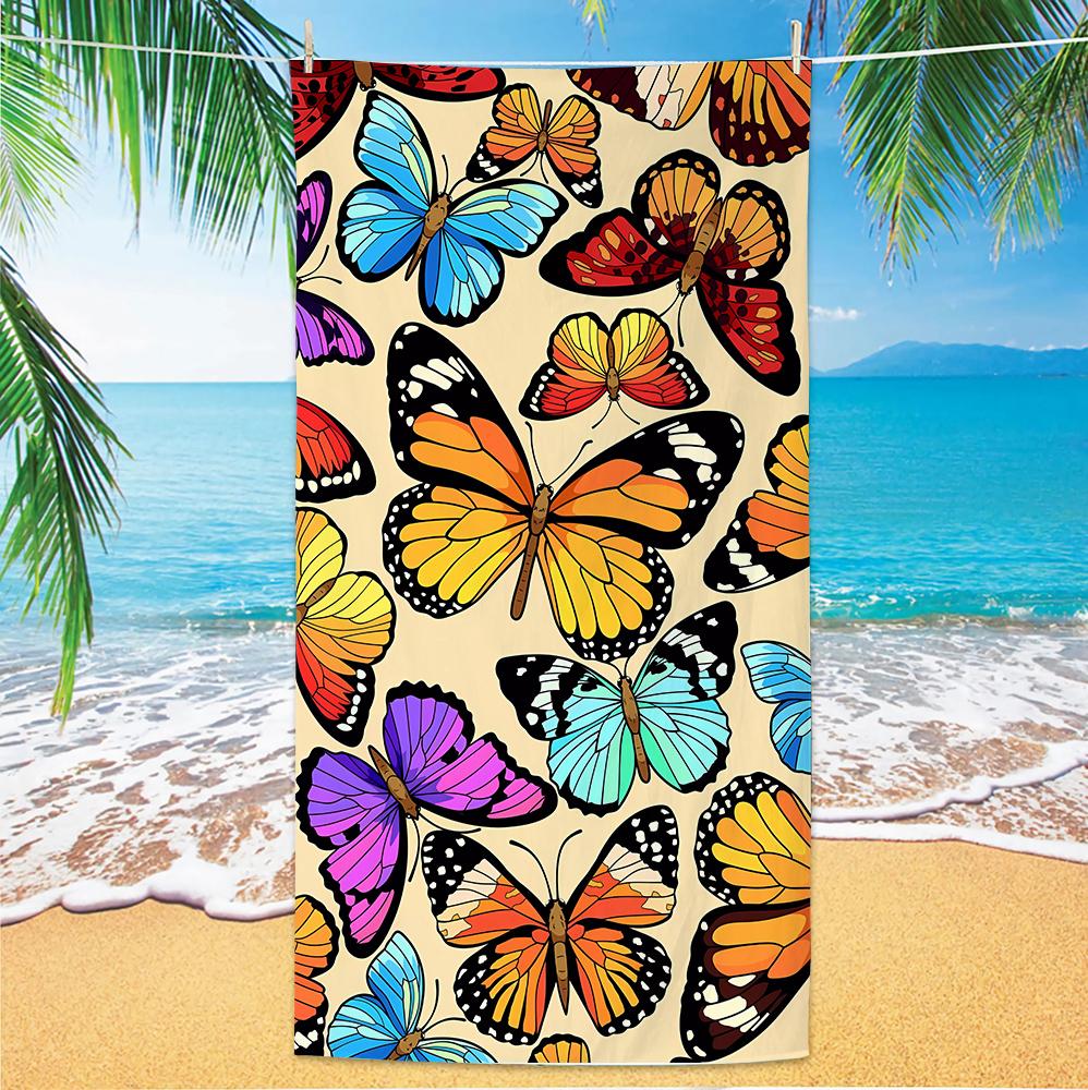 

Butterfly Beach Towel, Digital Printing Thin Quick-Dry Anti-Sand Microfiber Lightweight for Swim, Yoga, Travel, Gym, Gift W30*H60(CM)