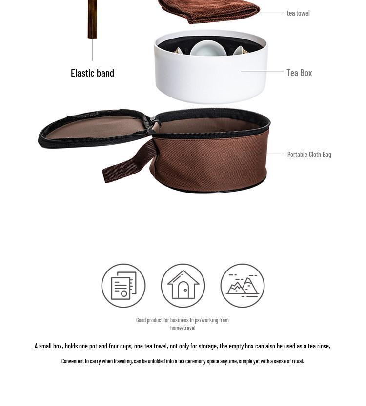 Portable Ceramic Kung Fu Travel Tea Set with Tray and Case