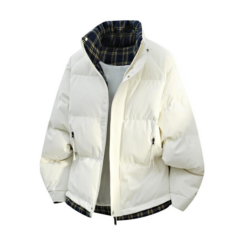 Stylish Patchwork Color Block Winter Cotton Jacket - Warm, Loose, Comfortable Stand Collar Coat.