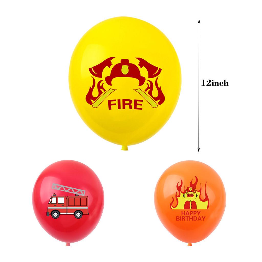 Fire Truck Aluminum Foil Banner Birthday Party Decoration Fireman Theme Cake Insert Balloon Pull Flag Set