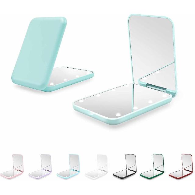 Compact Mirror with Light, 1X/3X Magnification LED Pocket Mirror for Women | Portable, Travel, Purse, Pocket, Gift, Pink, mini, small, essentials,
