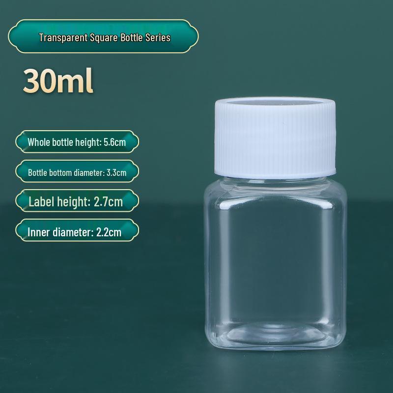 30, 50, 100ml Wide-Mouth Transparent Plastic Bottles with Lids for Samples
