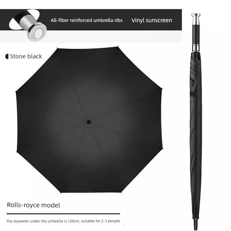 Golf Umbrella, Reinforced, Wind-Resistant, Enlarged, Thickened, Automatic, Portable, Black-Coated, Sunshade, Sun Protection, Dual-Use for Sun and