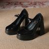 2025 Autumn New JK High-heeled Mary Jane Waterproof Platform Thick-heeled High-heeled Shoes Small Leather Shoes Spring and Autumn Round Head Sing