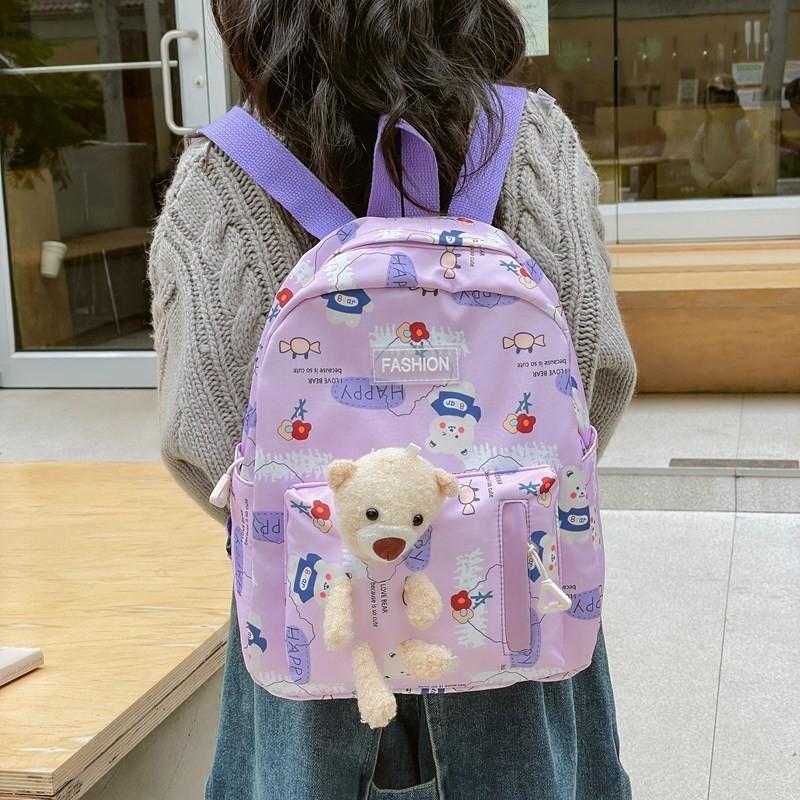 Adorable Cartoon Bear Backpack For Kids Stylish Kindergarten Book Bag In Blue And Pink