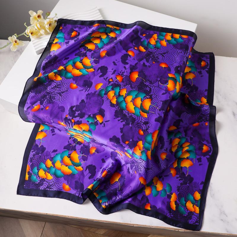 Silk Women's Square Scarf - Chinese Style Headscarf for Spring, Summer, Autumn - Neck Protection & Warmer - Elegant Thin Mom Style