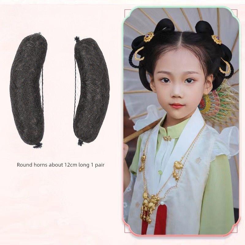 

Древний костюмный парик Детский милый с бантами Пучок для волос Древний стиль Одежда ханьцев Милый пучок Комбинированный стиль Девочки Выступление Пучок Round horns 12cm pair