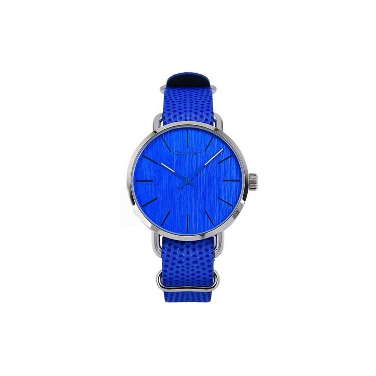 Calvin Klein Color Series Watch Quartz Movement Genuine Leather Strap 40Mm Blue Dial Men watches K7B211VN Blue Dial