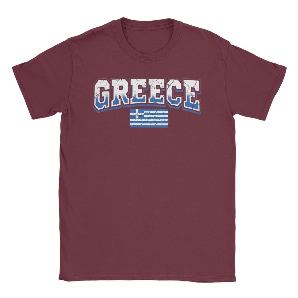 Greek Flag Greece Hellas Hellenic Men T Shirts Novelty Tees Short Sleeve Crewneck TShirts 100 Cotton Plus Size Tops