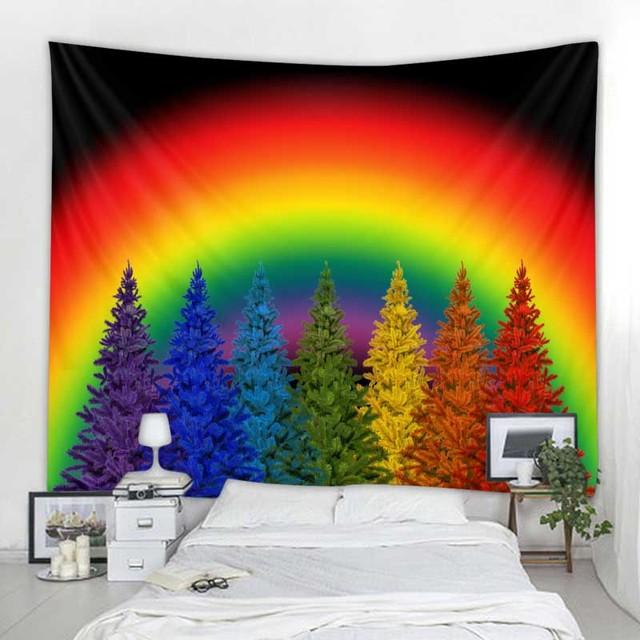 Weihnachtsdekoration, Wandteppich, Weihnachtsmann, Schneeszene, Wandbehang, Hippie-Fantasieszene, Hintergrund, Stoff, Böhmen, Heimdekoration