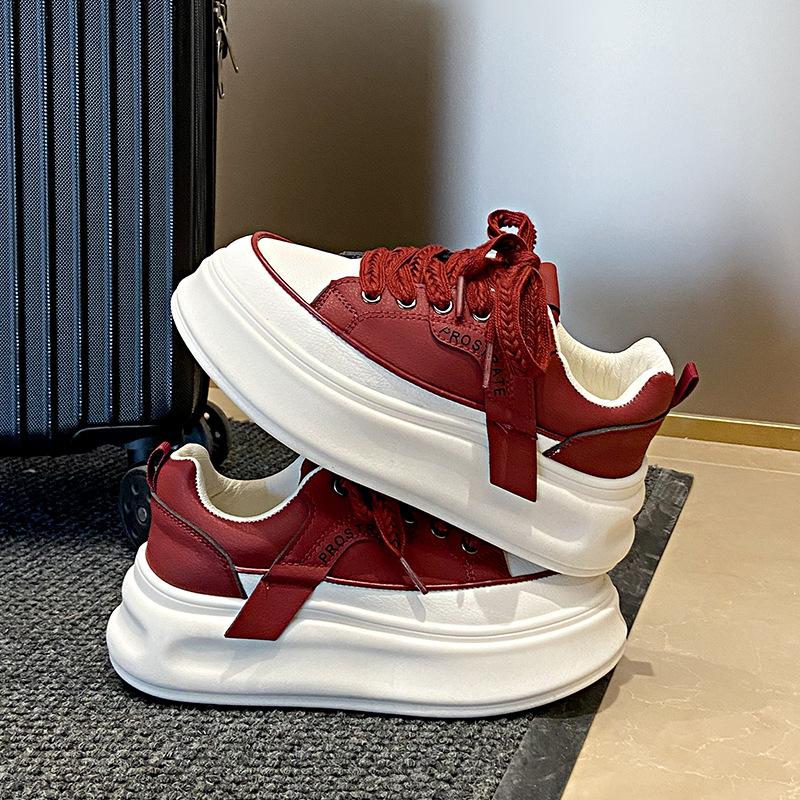 

2025 маленькие белые туфли женские осенние новые корейская версия ins женские студенческие повседневные спортивные универсальные кеды для скейтбординга уличная съемка HB277 40 бордовый