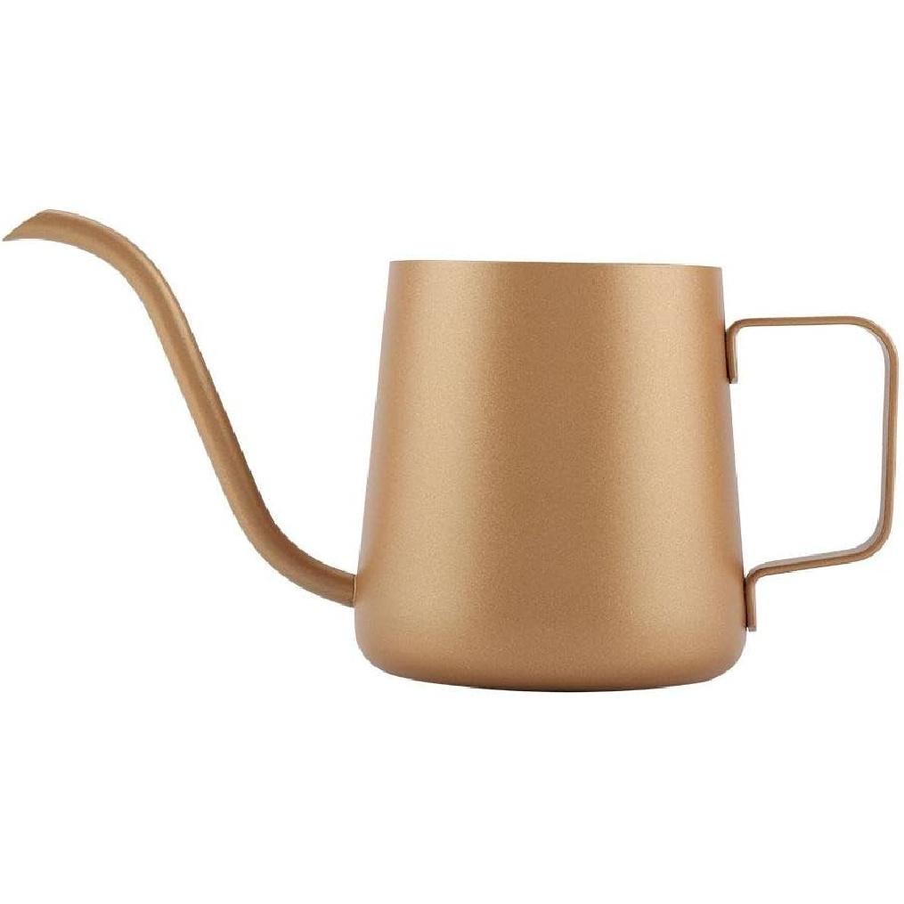 Coffee Kettle, 350 ml Stainless Steel Gooseneck Pour Over Drip Coffee Maker Tea Coffee Cup Pot (Coffee Gold)